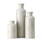 White Ceramic Vase Set of 3, Rustic Vase for Farmhouse Shelves, Ocean Beach Style, Mantle, Fireplace, Coffee Table, Shelf for Living Room - color: 3pcs-crack White
