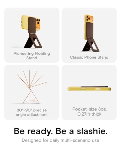 MOFT Phone Tripod Stand Selfie Stick for iPhone, Multi-Angles iPhone Stand, Lightweight & Portable Phone Holder, Strong Magnets, MOVAS Vegan Leather, Travel Essentials, Panna Cotta (Without Card Slot) - color: Panna Cotta x Without Card Slot, size: Wthout