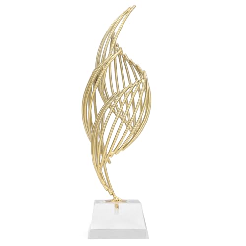 Spiral Mesh Sculpture Gold Abstract Art Decor Modern Luxury Home Decoration Desk Shelf Figurines 10.2 Inch for Living Room Bedroom Office (Crystal White) - size: Crystal White