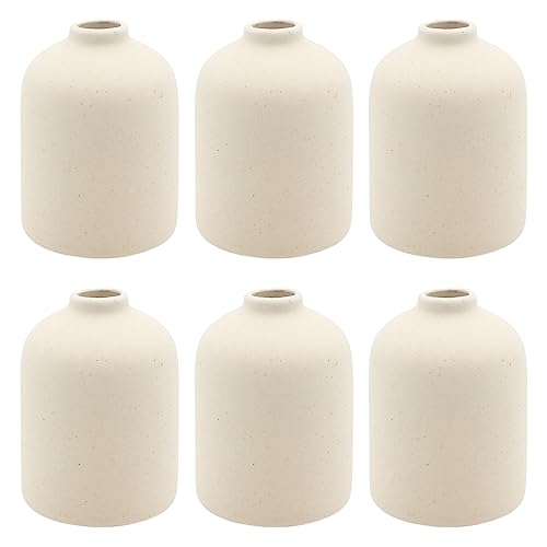YANLING 6 Pack Small Vase for Flowers Boho Vases for Home Decor, Modern Light Yellow Ceramic Vases for Pampas Grass Simple Shelf Vase, Bud Vases for Wedding Dinner Table Party - color: Light Yellow-b, size: 6 Pack-Small