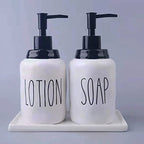 Ceramic Soap Dispenser Tray for Kitchen and Bathroom, Modern and Farmhouse Rectangle Service Tray - White(1 Pc)