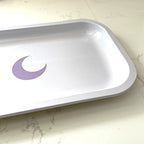 Brando Moon Medium Metal Jewelry Tray - Lightweight Makeup Tray - Curved Edges & Smooth Surface - 10.5 x 6.25” Decorative Tray for Bathroom, Home Décor, Perfume, Candle, Keys Tray