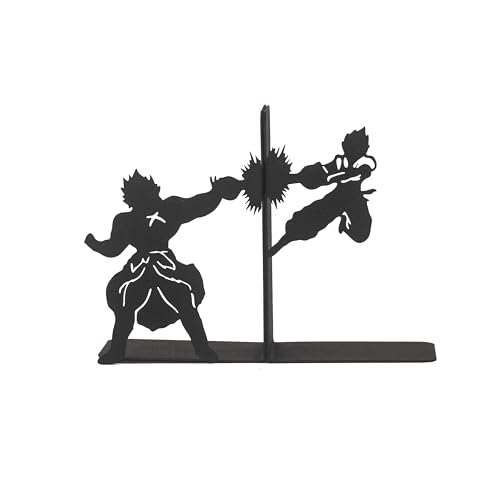 Anime Battle Scene Metal Bookends, Superhero Heroes Book Ends for Kids, MangaThemed Book Holders, Dragon Fighters Anime Heros Bookends Gift for Kids, Animation Heroes Book Stand