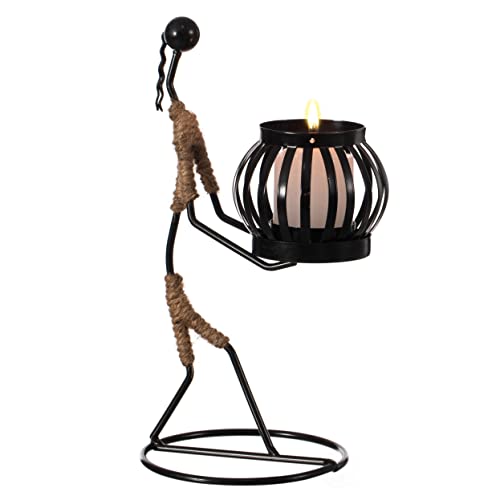Wire Figure Candle Holder Decorative Modern Tea Light Lantern Tabletop Centerpiece Candle Stand, Front Carry - color: Front Carry