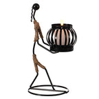 Wire Figure Candle Holder Decorative Modern Tea Light Lantern Tabletop Centerpiece Candle Stand, Front Carry - color: Front Carry