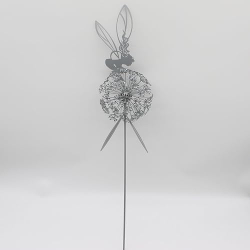 Fcteap Flower Fairy Dancing with Dandelion Garden Art Sculpture Stainless Steel Statue Christmas Halloween Decoration for Outdoor Yard Courtyard Lawn Patio Metal Ornaments (Hurdle) - style: Hurdle