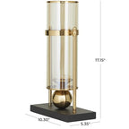 CosmoLiving by Cosmopolitan Metal Pillar Candle Holder with Metal Stand, 10" x 5" x 17", Gold