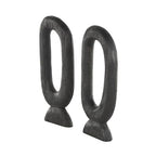 Deco 79 Mango Wood Abstract Decorative Sculpture Cutout Oval Home Decor Statues, Set of 2 Accent Figurines 20", 18"H, Black