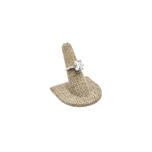 MOOCA 6 Pcs Set Burlap Finger Ring Display, Ring Holder Display, Jewelry Storage Jewelry Stands for Shows, Linen Color, 2" W x 2" H - color: Burlap Linen