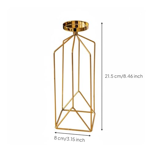 predolo Iron Art Candle Holder Minimalist Nordic Design Candlestick Modern Design Geometric Metal Candlestick for Mantelpiece, Gold, L - color: Gold, size: Large
