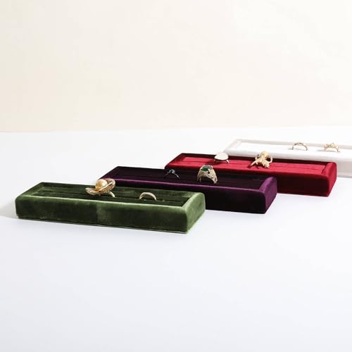 Velvet Ring Storage Organizer, Jewelry Display Holder with Slots for Show, Velvet Jewelry Ring Stand for Selling【Green】 - color: Green