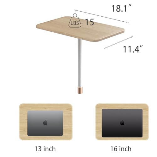 Small Laptop Standing Desk, 18“H - 46”H Adjustable Height Pedestal Side Table with Wooden Top, Portable Tall End Table, Stand-Up Desk for Bedside, Couch, Sofa, Living Room, Bedroom, Home Office, White - color: White