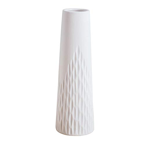 VanEnjoy 10 inch Desktop Minimalist White Ceramic Vases Home Office Decoration, Unique Speckle Finish Bud Vase for Flowers