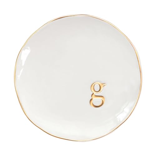 COLLECTIVE HOME - Ceramic Jewelry Tray, Decorative Trinket Dish for Rings Earrings Necklaces Bracelet Watch Keys, Birthday Mother's Day Christmas Gift for Women, 4.75", Glossy (g) - color: G