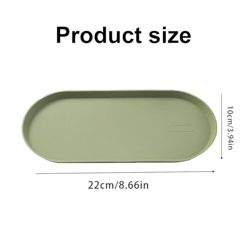 Green Silicone Vanity Tray, 8.66x3.94 Inch Oval Food-Grade Counter Organizer, Dishwasher Safe Scratch-Proof Storage Tray for Jewelry Makeup Bathroom Desk - color: Green
