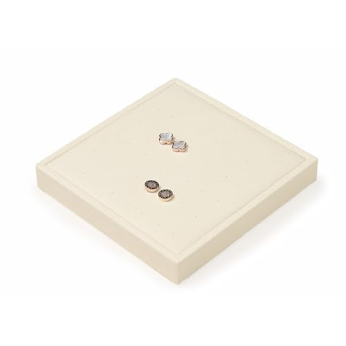 Oirlv Microfiber Jewelry Stud Earring tray Display Tray Earring Display Organizer Tray(Beige) - color: Stud earrings P13406
