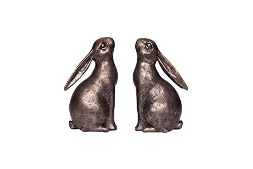 Creative Co-Op Decorative Resin Rabbit Bookends, Bronze, Set of 2 - color: Bronze Color