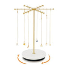 Poyilooo Necklace Holder Jewelry Stand, Rotating Necklace Holder Organizer with 48 Hooks for Necklace Earring Keychains Bracelet Display Stand, Metal Necklace Tree Stand -Women Gifts (Gold) - color: Gold