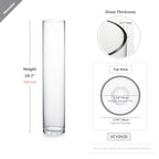 WGVI Quality Thick Weighted Tall Clear Cylinder Glass Vases, 4" W x 20" H, Flower Arrangement Floating Candle Holders Wedding Centerpieces Event Floral Container Tabletop Display Décor, 1 Piece - size: 4"x20"H