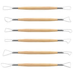 Suiwotin 6pcs Double-Sided Clay Sculpting Tools, Wooden Handle Ribbon Clay Tools, Pottery Trimming Tool, Clay Wire Loop Sculpture Set for Ceramic, Wax Carving Modeling - size: 6pcs-Loop