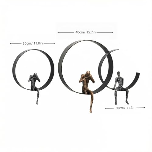 ZSKXJBPF Wall Decor, Metal & Resin 3D Wall Art, Minimalist Modern Art Work Ornaments, Thinker Wall Sculpture for Living Room Bedroom Kitchen Office Gift(3 Piece,39.9 Inch) - style: C
