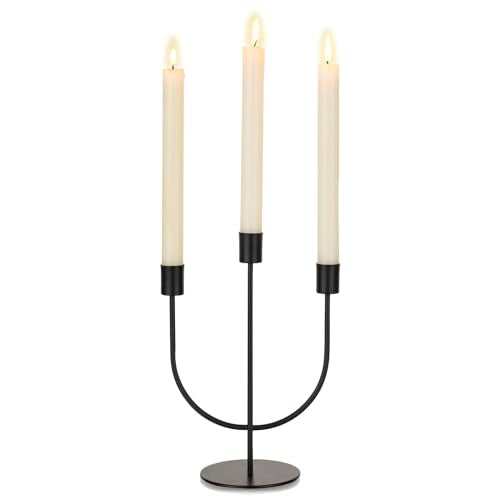 Sziqiqi Modern Candlestick Candle Holders - Matte Black Candelabra for Halloween Tabletop Taper Candlesticks Decor for Home Decorative Candle Stick Holder for Thanksgiving Formal Events Dining Room - color: Black, size: 1 Pc