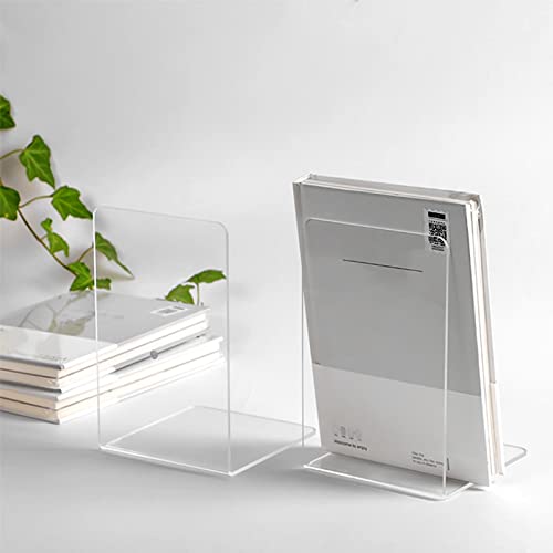 Lulonpon 2 Pieces Book Ends, Bookend, Books Ends for Shelves, Books Ends for Heavy Books, Clear Bookends, Acrylic Bookends for School, Library,Desktop Organizer and Book Shelves - color: Clear-rightangle