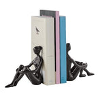 Brown Cast Iron Abstract Sitting Female Sculpture Pair Bookend Set of 2 - Tabletop Figurines for Desks, Accent Tables, or Shelves