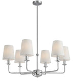 Modern 6 Light Chrome Chandelier with White Fabric Shades Elegant Ceiling Light,Farmhouse & Industrial Pendant Chandelier for Dining Room Living Room Bedroom,E12 Base - color: Chrome
