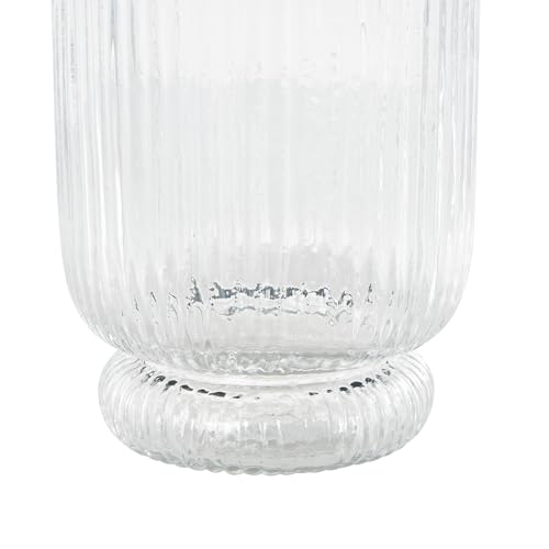 Deco 79 Glass Decorative Candle Holder Ribbed Candle Stand with Elevated Base, Candlestick Holder 6" x 6" x 13", Clear - size: 6" x 6" x 13"