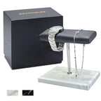 Men's Premium Handcrafted Watch Display Stand,Watch Stand,Watch Organizer,Watch Holder,Bracelet Display Stand,Elegant Marble Base with Leather Surface (white) - color: white
