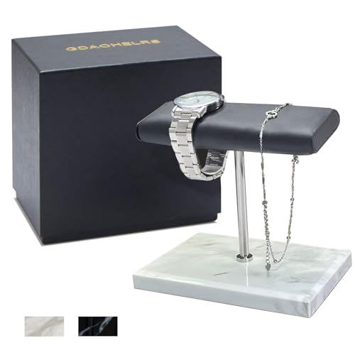 Men's Premium Handcrafted Watch Display Stand,Watch Stand,Watch Organizer,Watch Holder,Bracelet Display Stand,Elegant Marble Base with Leather Surface (white) - color: white
