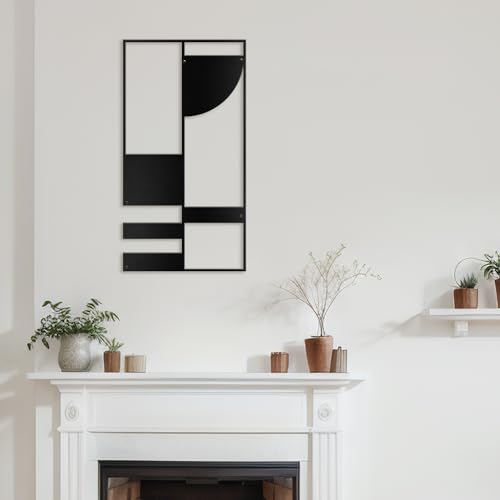 SIGNLEADER Metal Wall Decor Picasso Geometric Minimalist Modern Luxury Wall Sculpture Hangings 3D Statue Home Decoration for Living Room, Bedroom, Bathroom, Kitchen, Fireplace, Office - 18" Black - color: Gry22-2405-m22, size: 18" Black