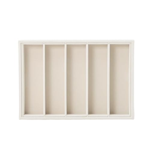 Bedside Organizer - Multi-use Holder for Desk Drawer, Nightstand, Desktop - Catchall Tray for Jewelry, Sunglasses, Phone, Watch, Perfume, Lipstick (Beige 5Grid) - color: Beige Velvet, size: 5 Grid