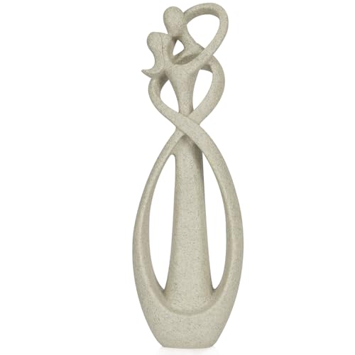 Trycooling Kissing Lovers Statue Abstract Sculpture Resin Statues for Home Decor Modern Home Office Desktop Shelf Bookshelf Decor (Sandstone, Large) - color: Sandstone, size: Large