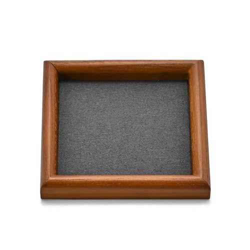 Jewelry Display Tray for Ring Earrings Necklace Bangle Solid Wood Jewelry Dish Tray Catchall(XS,Grey) - color: Grey, size: 10 * 10 * 1.5cm