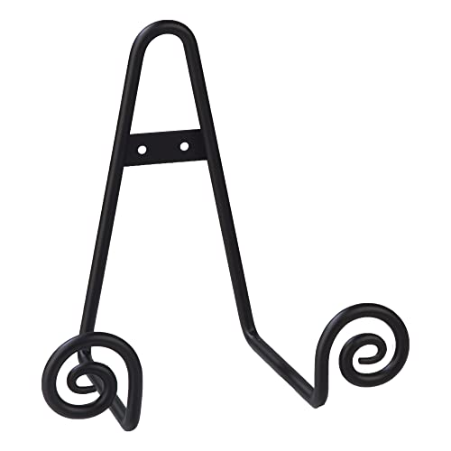 TRIPAR Decorative Scroll Rack, Large Black Display (4.5 Inch Depth) - Functions as Wall Rack or Tabletop Easel - Lightweight and Durable - Showcase Beautiful Plates, China, Artwork and More