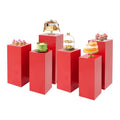 3/6 PCS Square Tall Pedestal Stand Metal Square Pedestal Stand Tall Pedestals Cake Stands for Party Wedding Birthday (Red, 6Pcs) - color: Red, size: 6Pcs
