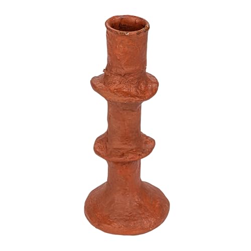 Creative Co-Op Round Dcorative Handmade Paper Mache Taper Holder, Terra-Cotta