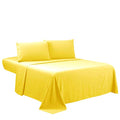 Sfoothome Queen Hotel Luxury 4-Piece Bed Set - Extra Deep Pocket, 1800 Series, Wrinkle & Fade Resistant, Sheet & Pillow Case Set (Queen, Yellow) - color: Yellow-4 Pieces, size: Queen
