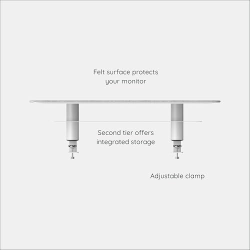 Branch Monitor Stand - Elegant, Durable Powder-Coated Steel Stand with Soft Felt Liner - Small Monitor Riser Second Tier Storage - Installs with a Universal Clamp for Ergonomic Workspace - White - color: White, size: Small