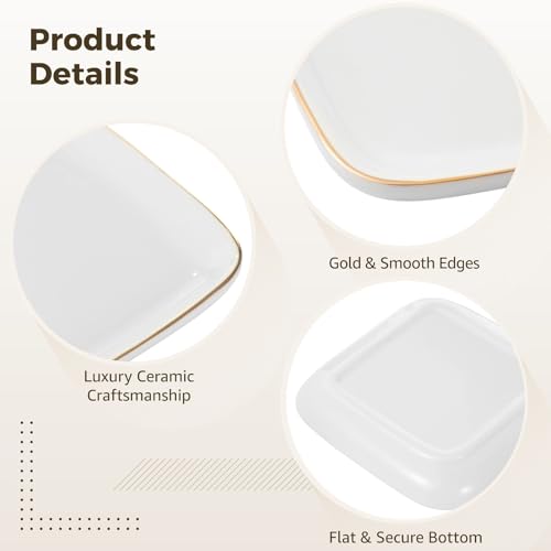OMISTAR 12 PCS Ceramic Jewelry Tray, 4.5 Inch Ceramic Jewelry Dish Ring Dish, Small Trinket Tray Plate for Necklace, Earring, Bracelet, Vanity & Desk Top Display
