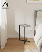 NEFROM C-Shaped End Table, Small Couch Side Table, Sofa TV Tray Table for Living Room, Bedroom, Bedside ET-X-GYW1 - color: Greige