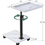 C Table End Table Adjustable Height, 360°Swivel TV Tray Table for Small Spaces, Couch Tables That slide under, C Shaped Side Tables living room and bedroom for Sofa, Bed,Chair, Snack (1, White) - color: White