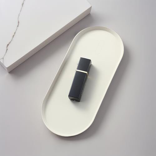 White Silicone Vanity Tray, 8.66x3.94 Inch Oval Food-Grade Counter Organizer, Dishwasher Safe Scratch-Proof Storage Tray for Jewelry Makeup Bathroom Desk - color: White