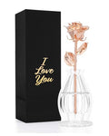 Forever Rose Bloom Box & Phantom Vase Combo, Rose Gold Dipped Rose in a Personalized Gift Box That Says I Love You Embossed in Gold Foil, Unique & Everlasting Gift for Any Occasion - color: "I Love You" Gold Rose Dipped Rose (Phantom Vase & Bloom Box)