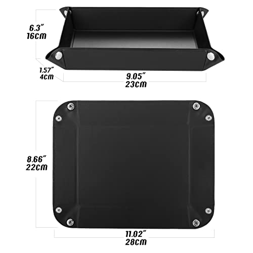 Luxspire Valet tray, PU Leather Tray, Catchall Tray, Men Women Jewelry Key Tray, Desk Storage Plate for Key Coin Phone Jewelry Wallet, Medium Size - Black - size: 11" x 9.1" x 8.7"