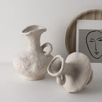 Handmade Abstract Art Ceramic Vase Rustic Table Centerpieces Flowers Vases Minimalist Small Vase for Kitchen Shelf Office Coffee Dining Desk,E - color: E