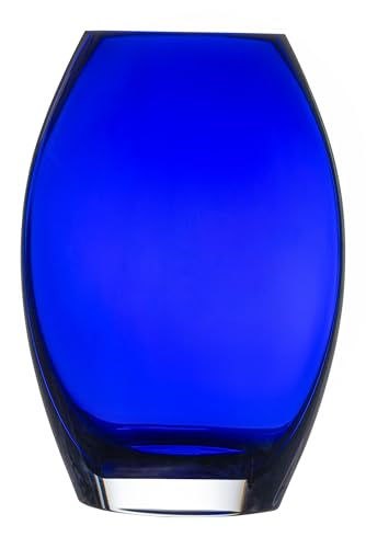 Barski - Handmade Glass - Oval Shaped vase - Cobalt - 8.5 "H (8.5 Inches High) Made in Europe