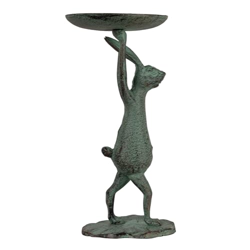 Creative Co-Op Cast Iron Bunny Rabbit Pillar Candle Holder (Holds 3 Inch Pillar Candle), Patina Finish - color: Patina